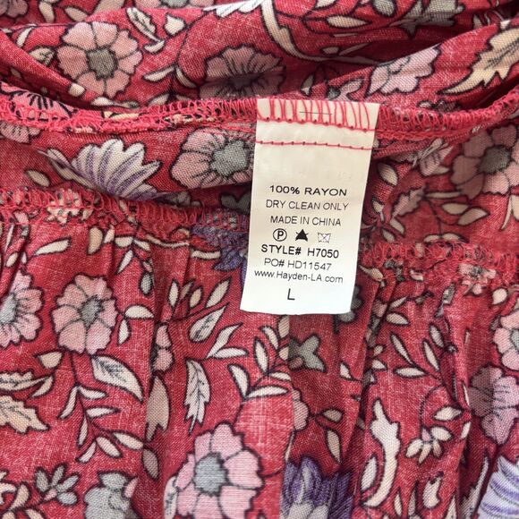 Hayden Women Red Floral Maxi Dress Size L Boho Gypsy Hippie Festival Cottagecore - Picture 13 of 13